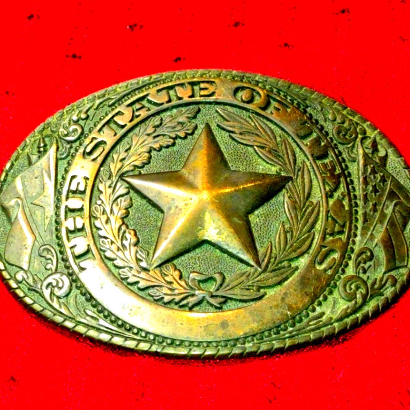 VERY OLD! THE STATE OF TEXAS BELT BUCKLE