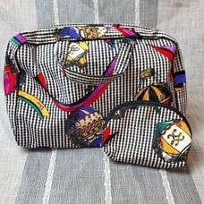 CHRISTIAN DIOR Vintage 90s Houndstooth And Ribbon Print Cosmetic Bags