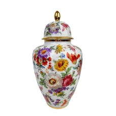 Vintage Bavaria Porzellan White Floral Lid Decorative Antique Porcelain Vase