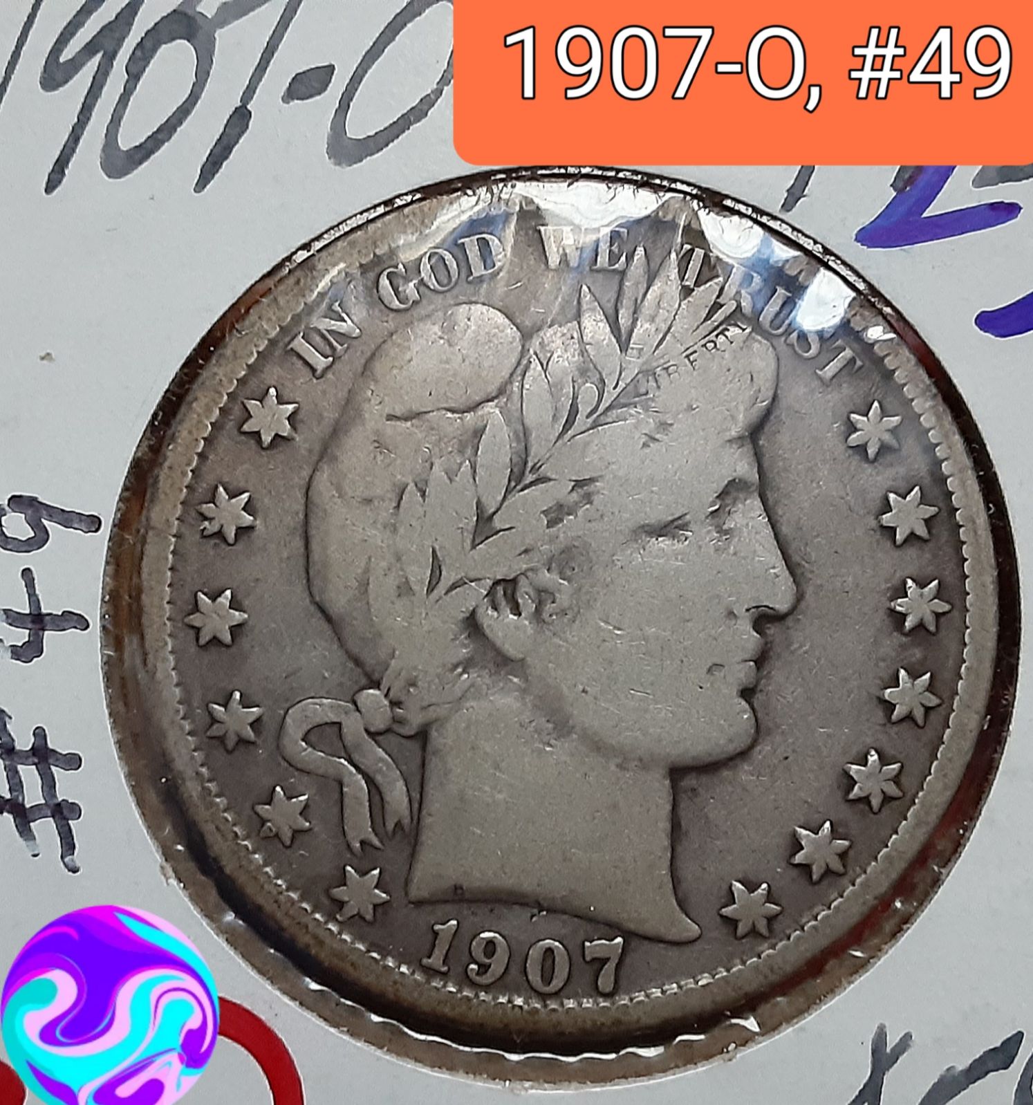 1907-O Barber Silver Half Dollar Scarce