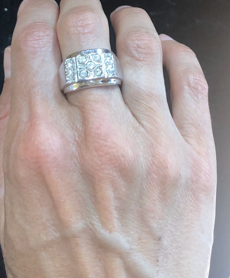 Vintage 18KGP CZ Unisex Ring Size 8