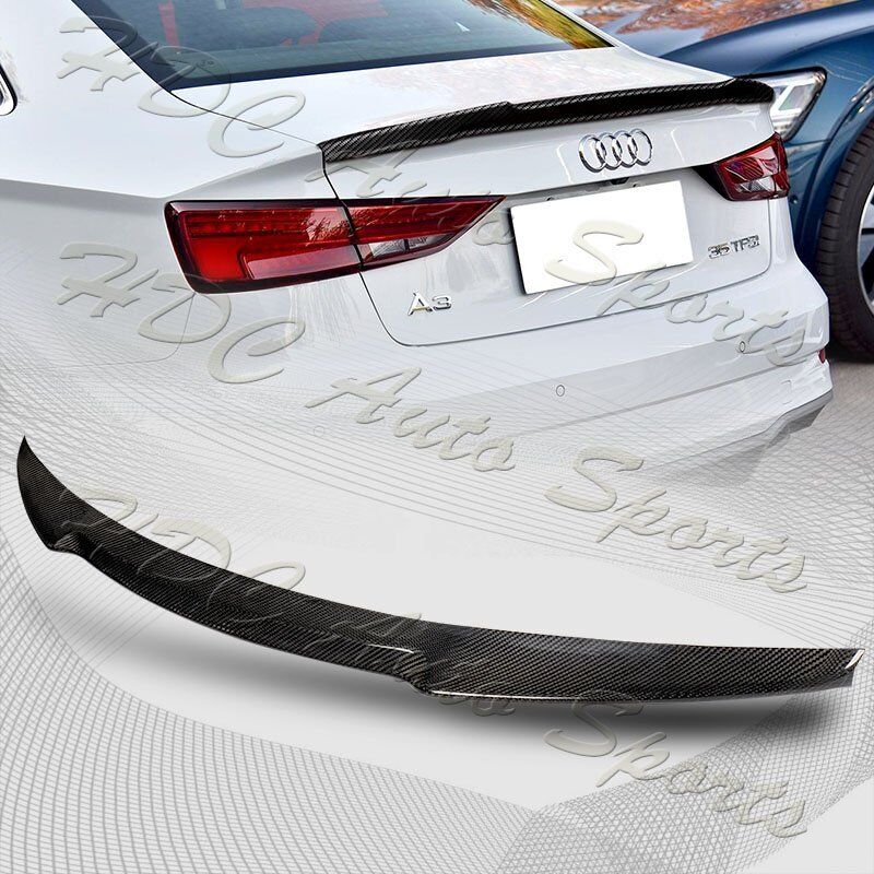 For 14-20 Audi A3 S3 RS3 Sedan V-Type Real Carbon Fiber Rear Trunk Spoiler Wing