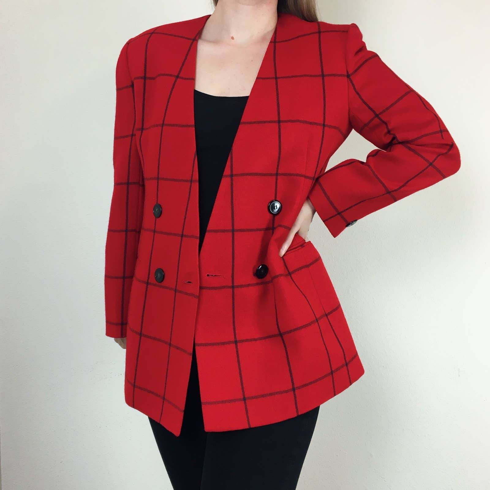 Vintage 90s Blazer Windowpane Plaid