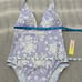 Summersalt Vintage Floral Halter Plunge One Piece Swim Bathing Suit 6 NWT Purple