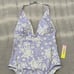 Summersalt Vintage Floral Halter Plunge One Piece Swim Bathing Suit 6 NWT Purple
