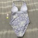 Summersalt Vintage Floral Halter Plunge One Piece Swim Bathing Suit 6 NWT Purple