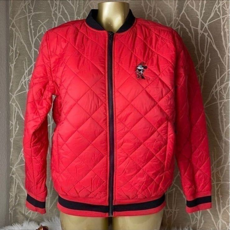 DISNEY DISNEYLAND MINNIE MOUSE WOMEN WINTER BOMBER JACKET LARGE NEW NWT