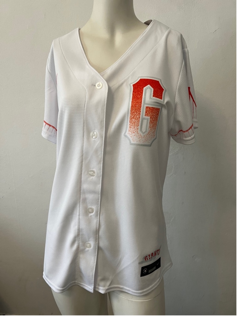 Nwt Nike San Francisco Giants V neck button down White orange Jersey, Size L