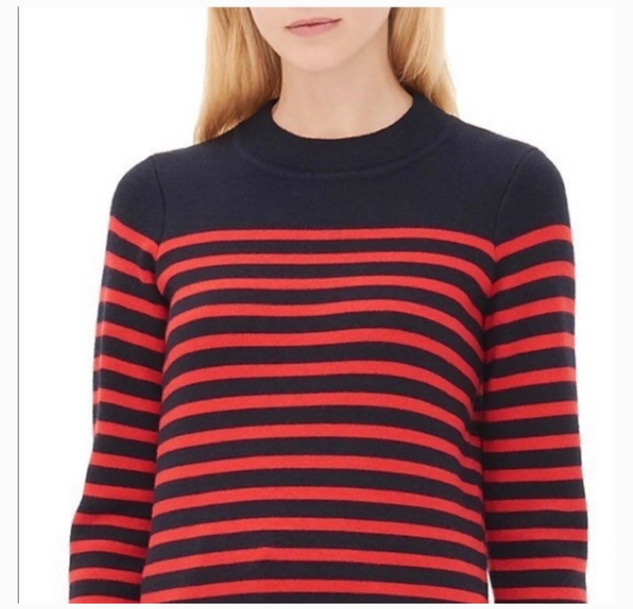 Sandro Stripped Red Black Crew Neck Wool Blend Sweater Sz Small S