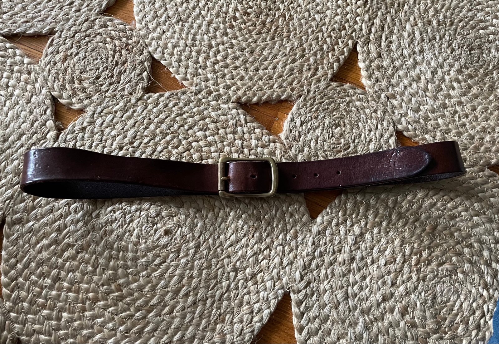 Frye Vintage Brown Leather Brass Belt 40