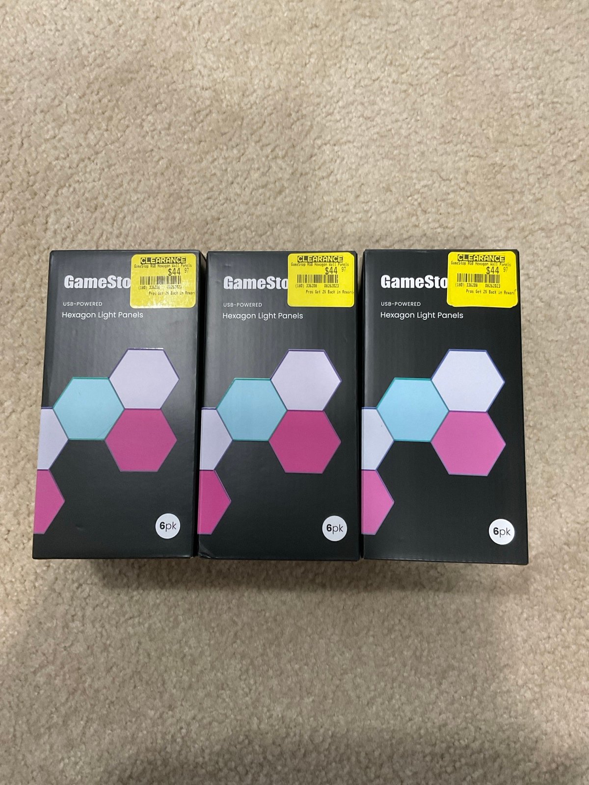 GameStop RGB Hexagon Wall Panel Lights 6 pk X3