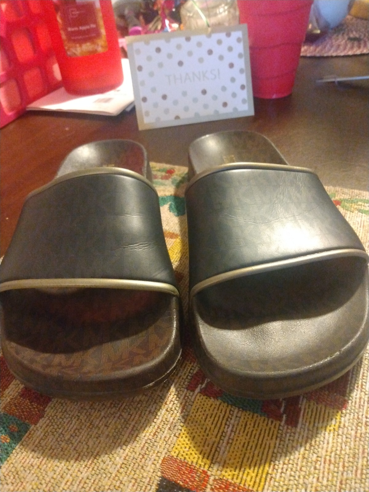 Michael Kors Brown Mk Logo Slip On Slides Size 7