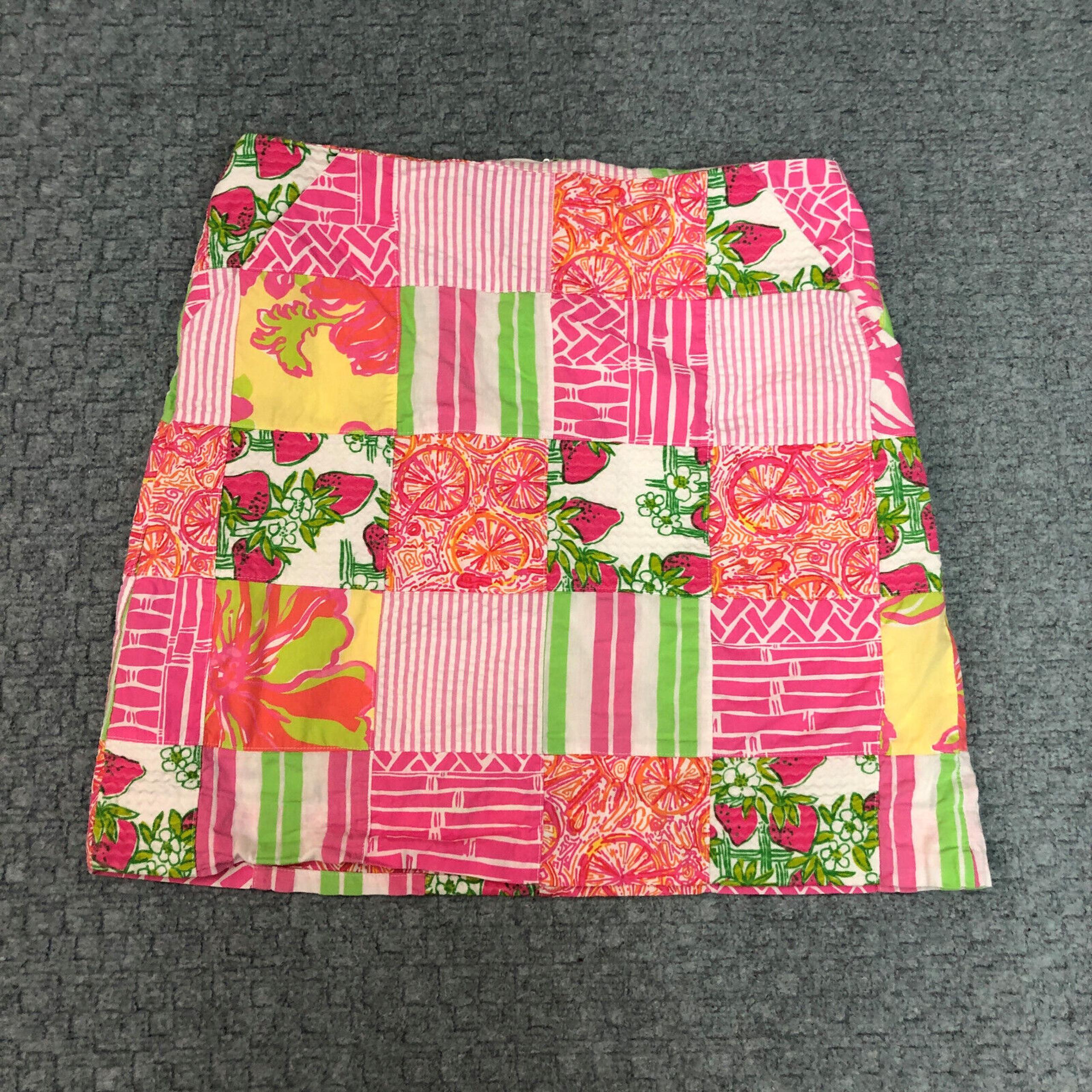 Lilly Pulitzer Skirt Womens 4 Pink Mini Patchwork Patterned Coastal Cottage Norm