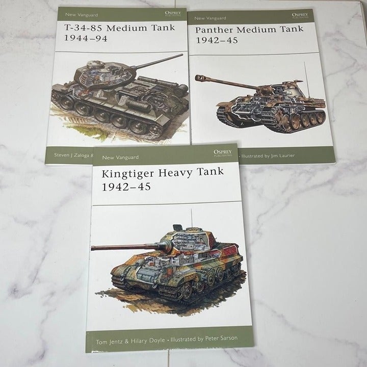 Lot 3 New Vanguard Model Books - Panther Medium Tank - Kingtiger Heavy - T-34-85