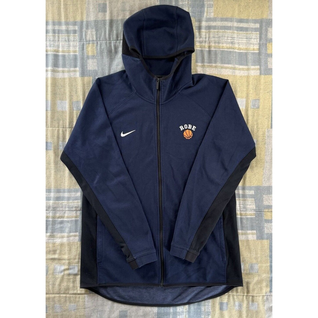 Nike Dri-FIT Full Zip Basketball Print Navy Blue Long Sleeve Men's Large