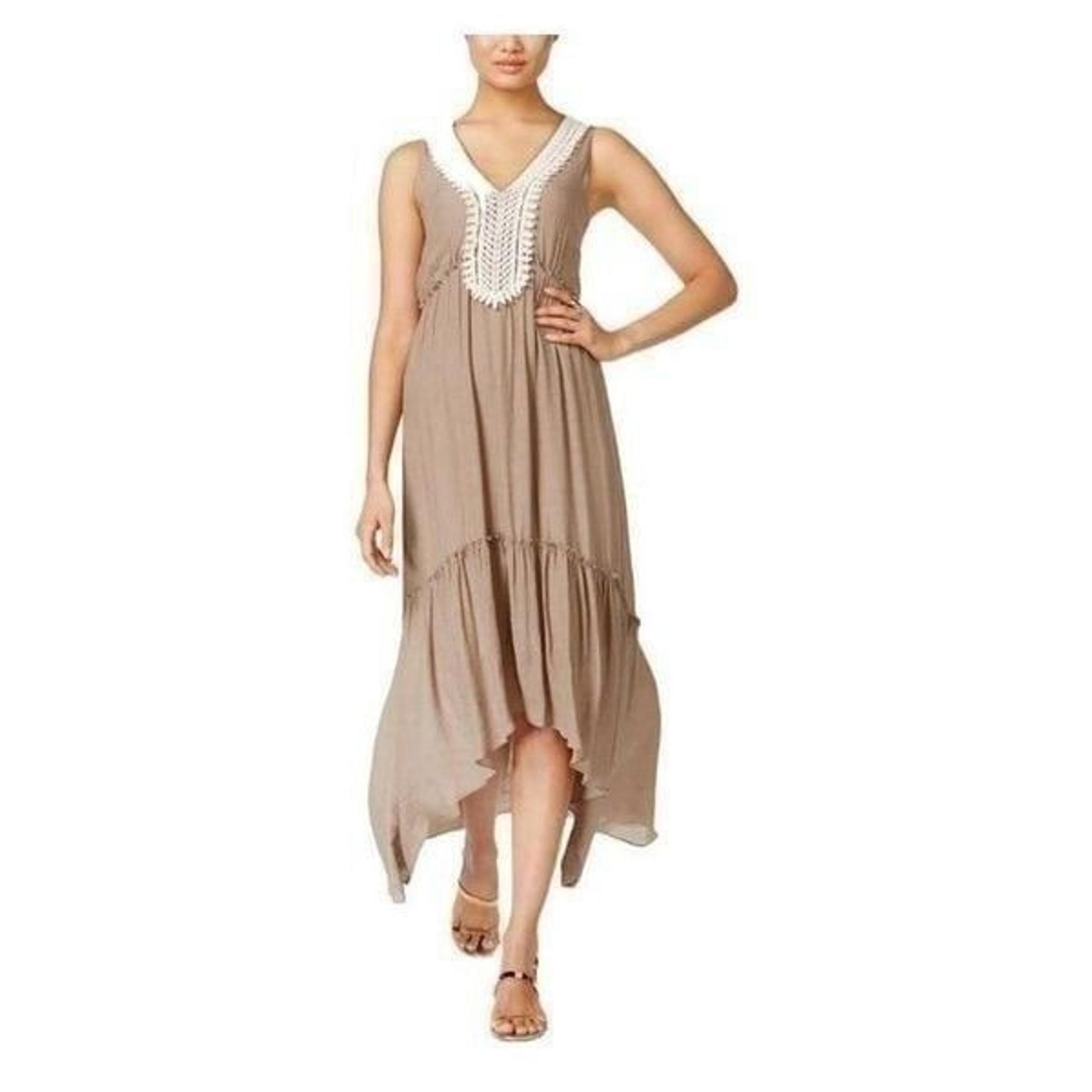 NY Collection Tan & Cream High Low Dress
