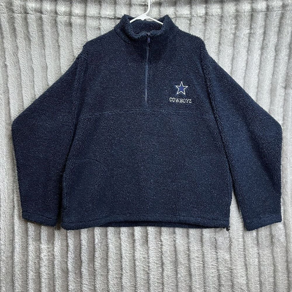 Vintage Dallas Cowboys Half Zip Jacket Men's M Blue USA Made Pocketed