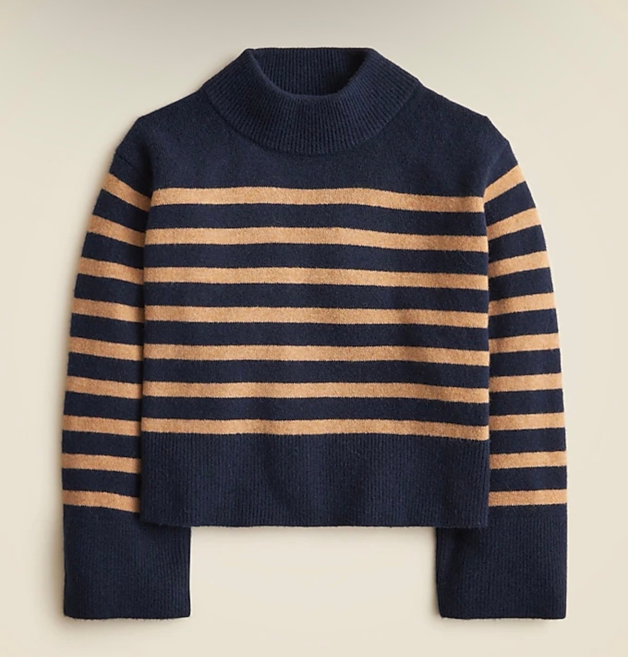 J. Crew Chunky Crewneck Sweater Supersoft Yarn Navy Heather Camel