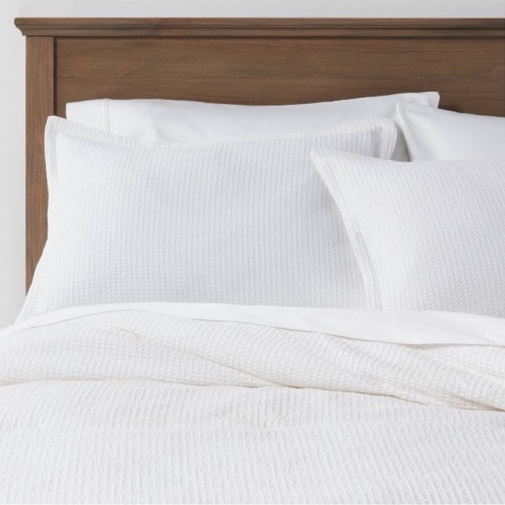 King Washed Waffle Weave Comforter and Sham Set White - Threshold™