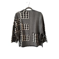 NWT Gabby Isabella Amelia Mock Neck Black & White Houndstooth Sweater Women's S