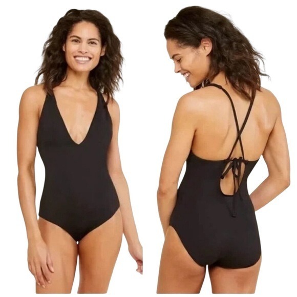 Andie The Bali One Piece Black Swimsuit Adjustable Tie Size XS NEW