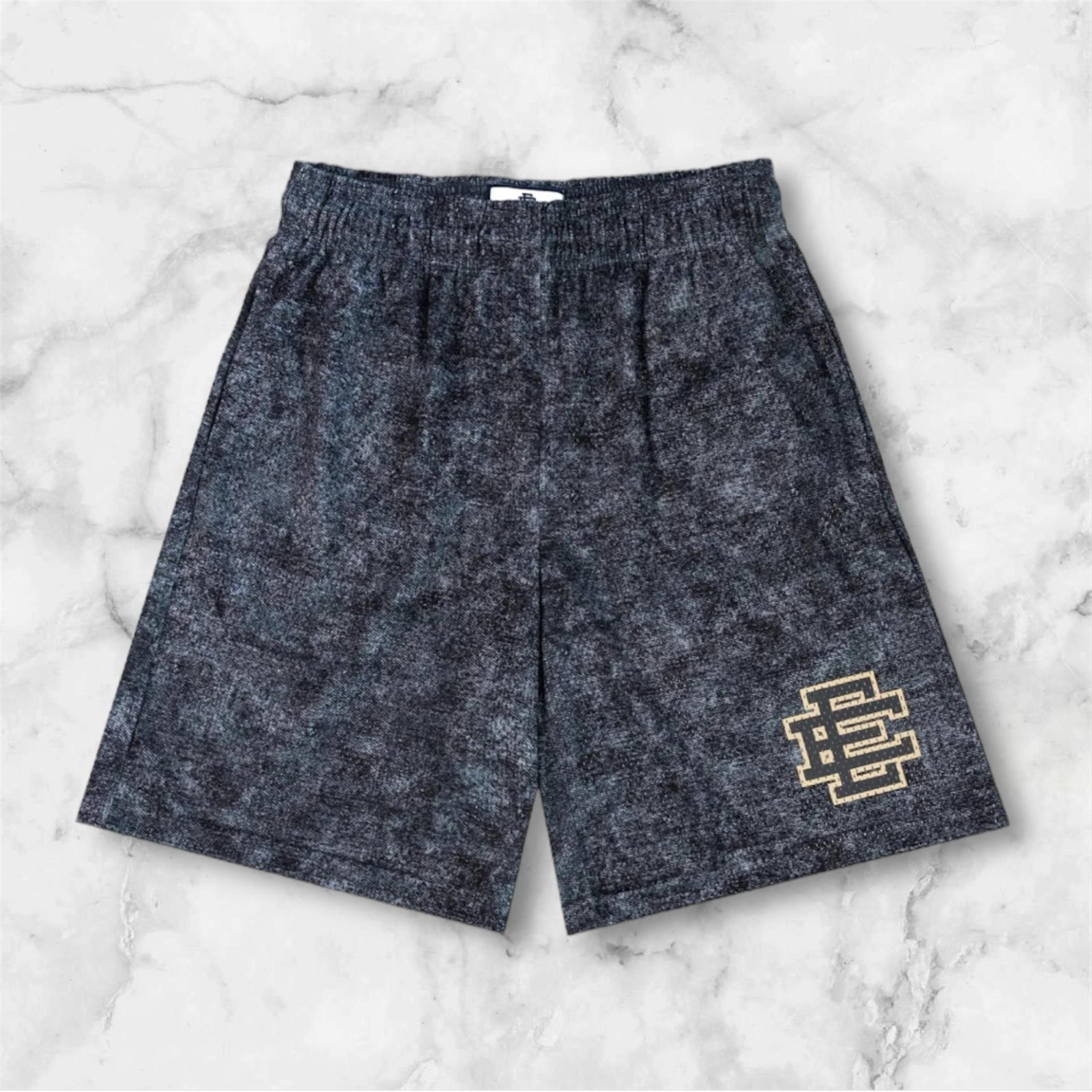 Eric Emanuel black denim wash look baggy shorts size large