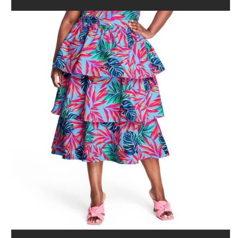 NWT Tabitha Brown x Target Tropical Tiered Midi Skirt