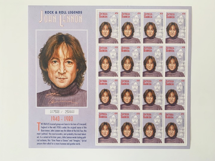 John Lennon - Rock & Roll Legends Stamp Set - Antigua & Barbuda
