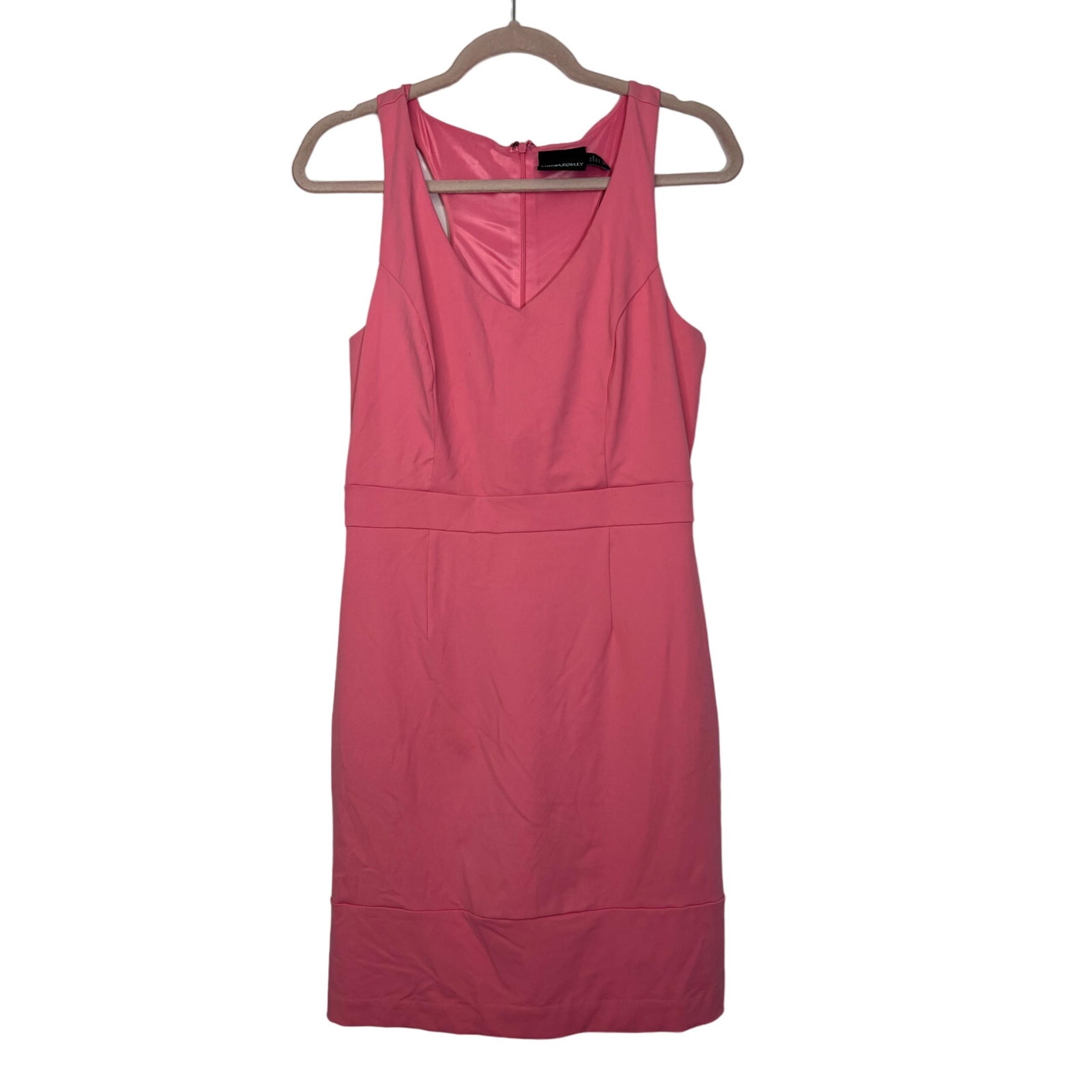 Cynthia Rowley Pink Sleeveless Back Zipper Bodycon Vneck Stretch Mini Dress M