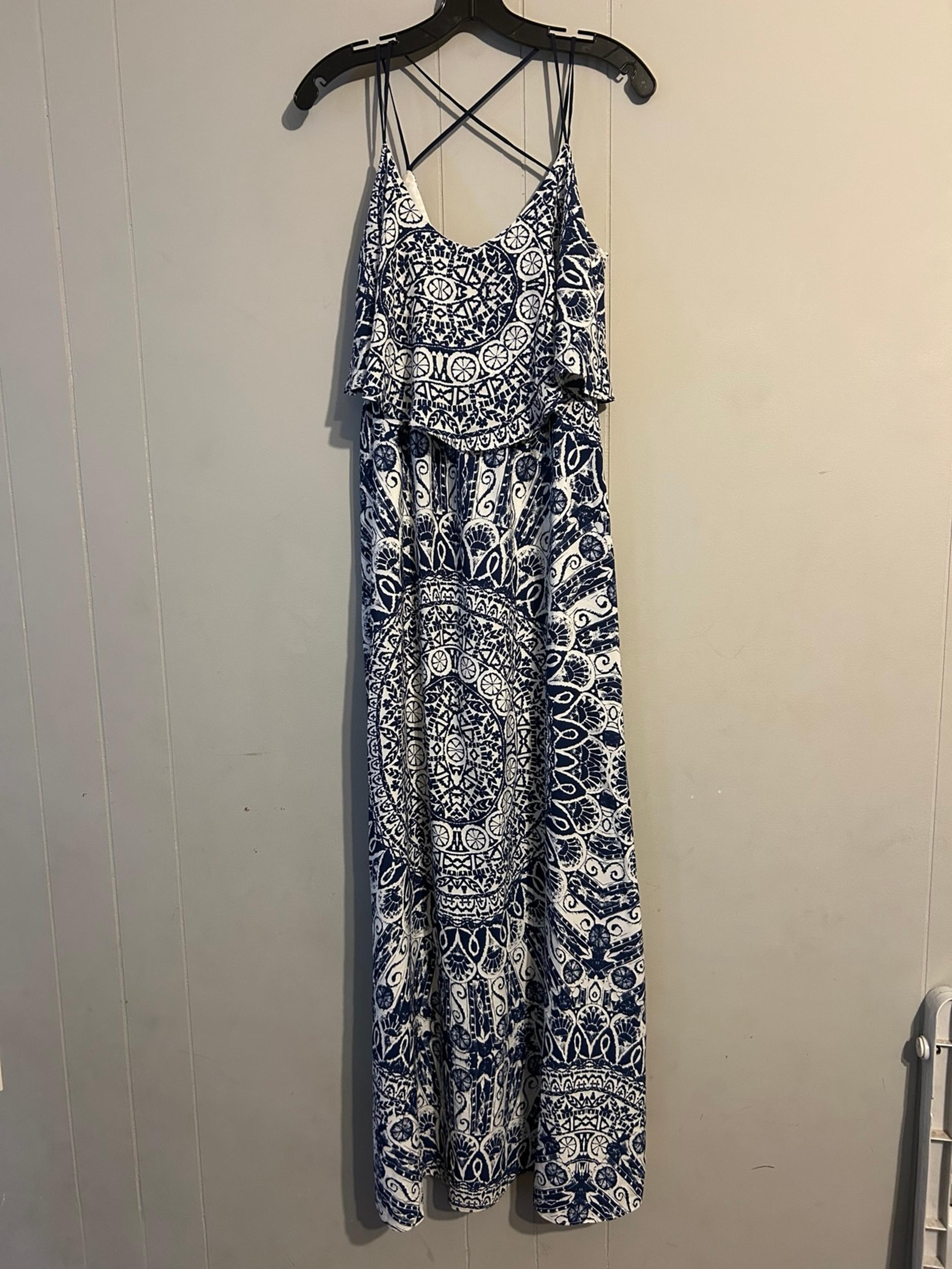 Ark & Co Blue and White Spaghetti Strap Maxi Sundress