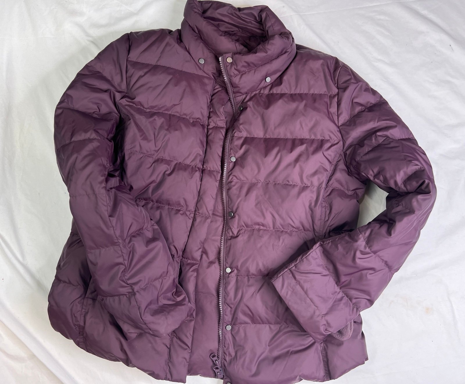 EILEEN FISHER Jacket S Quilted Puffer Snap Zip Front Down Insulated A031024