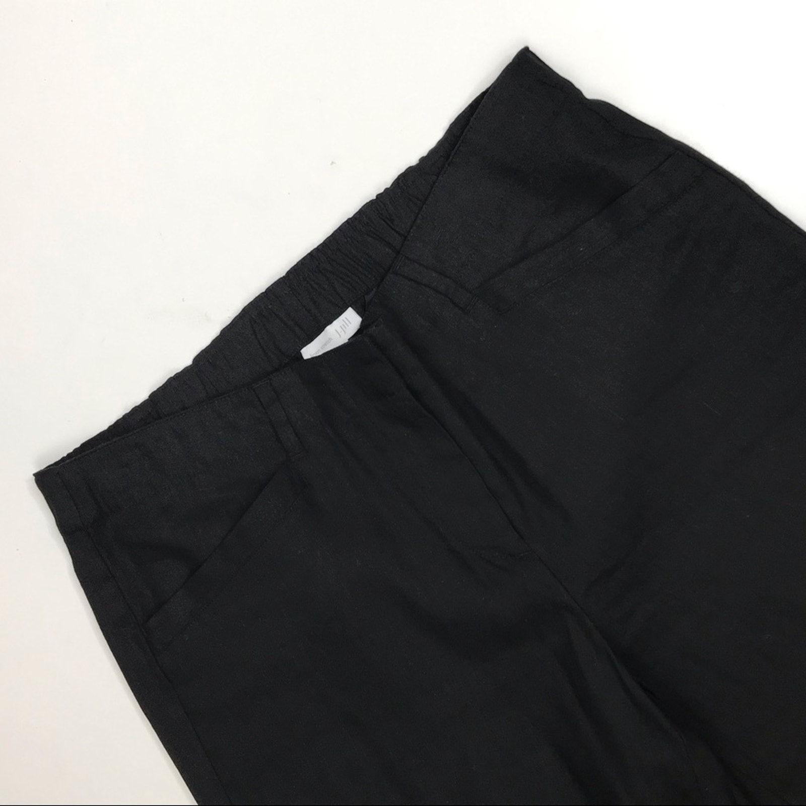 J. Jill Women's Linen Zip Fly Stretch Black Straight Leg Pants Size 8