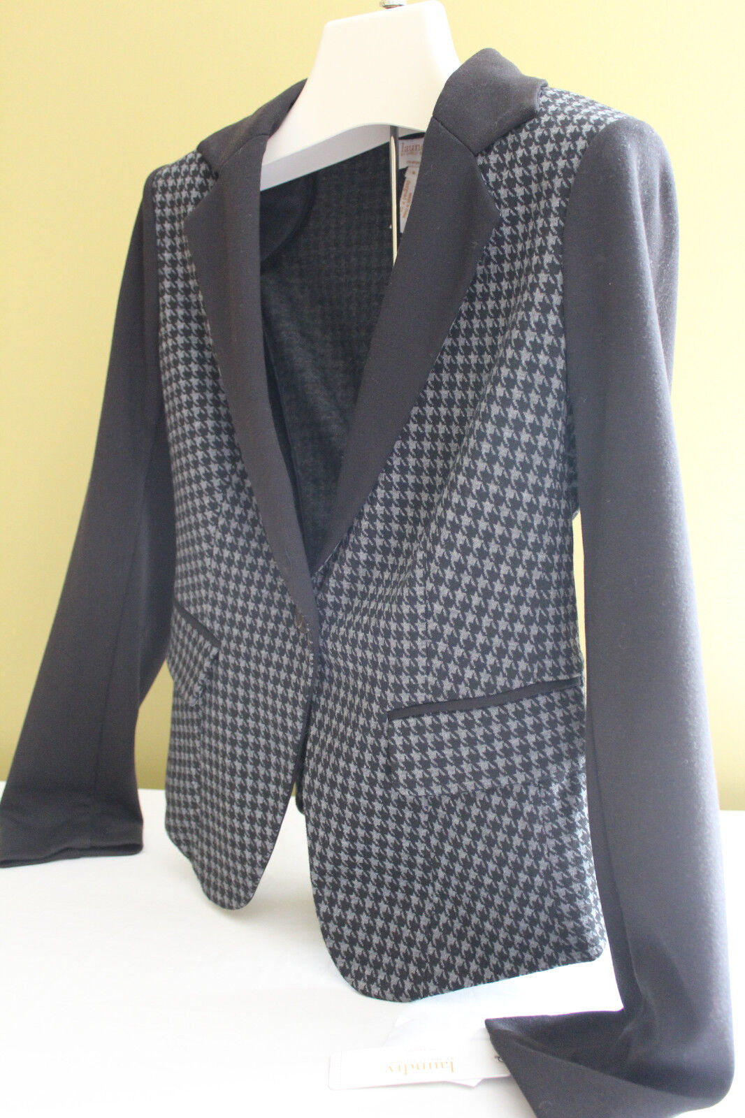 NWT Laundry by Shelli Segal Black Gray Houndstooth Blazer Suit Jacket 6 228