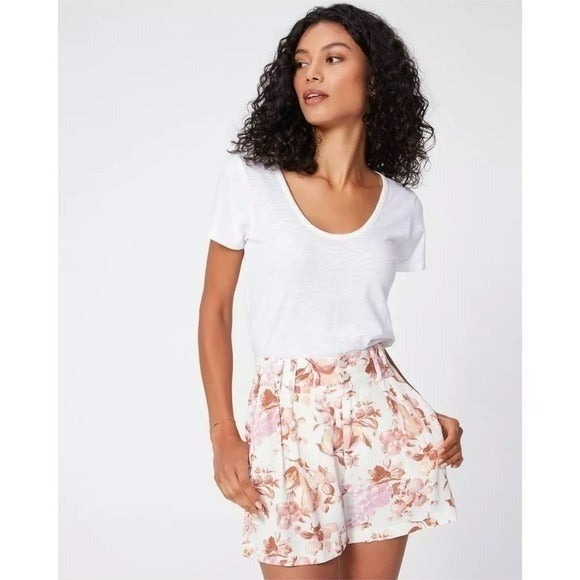 Paige Tabby Short Mecca Orange High waisted floral