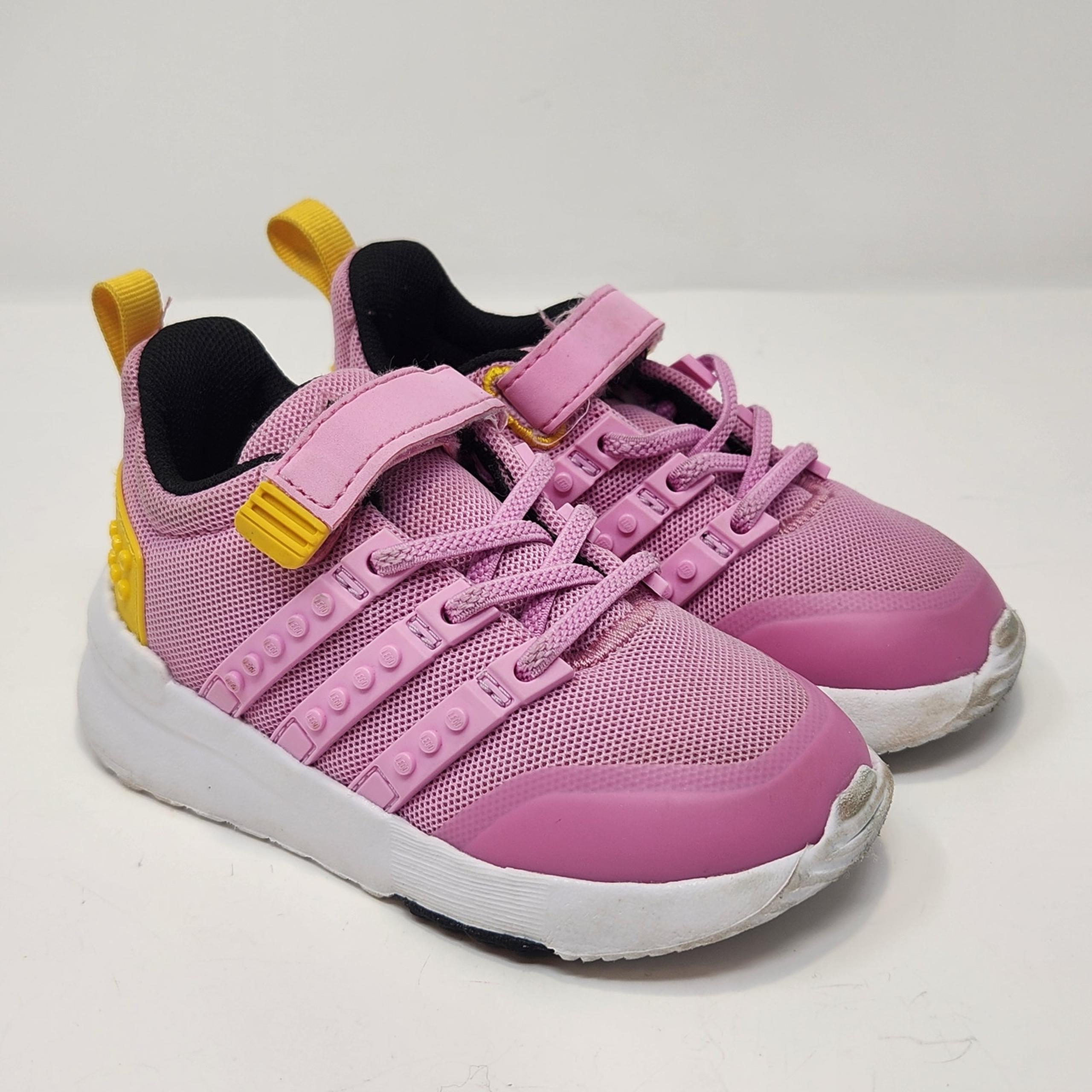 Adidas Lego Racer TR21 Toddler Sneakers Size 6k Pink Yellow Elastic Laces Casual