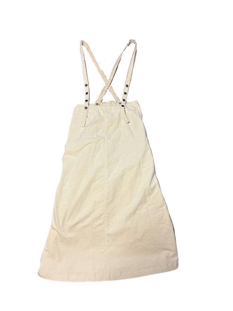Corduroy Salopette Skirt White M Size