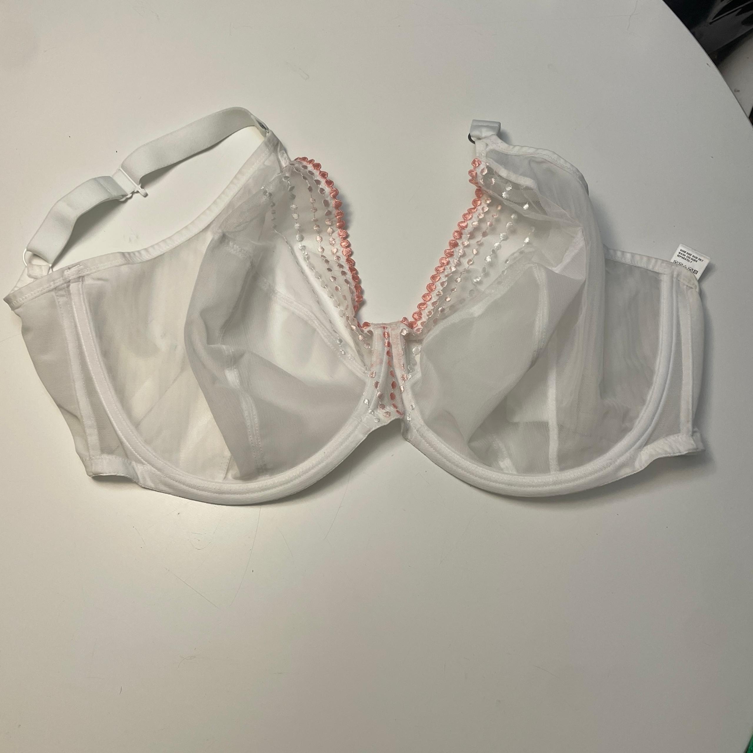 New Elomi Elegant White and Pink Women's Bra 34O