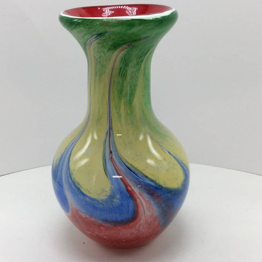 10 Handcrafted Multi-colored Swirl Glass Vase