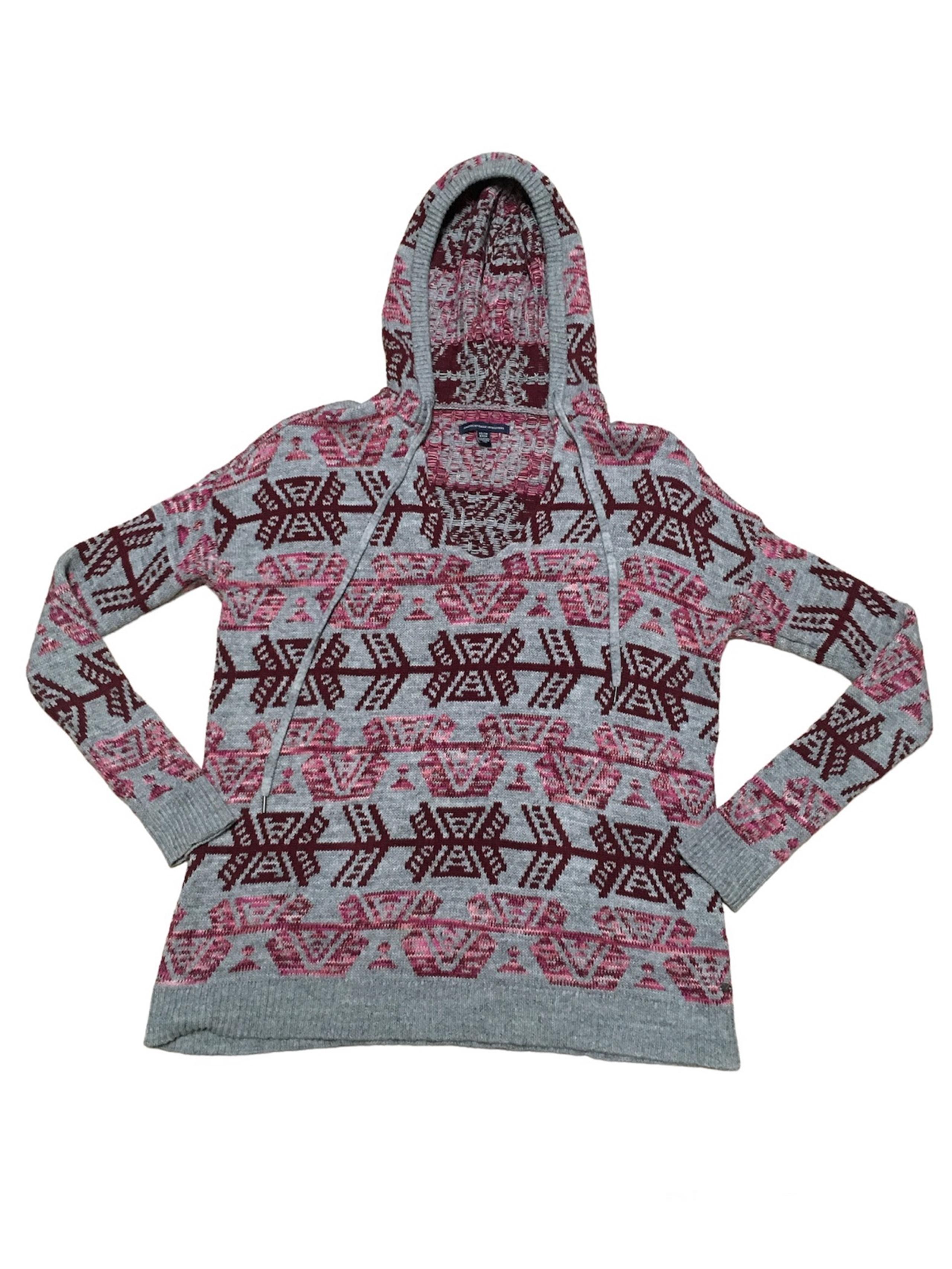 American Eagle Sweater Womens XS Oversized Hoodie Aztec Southwestern Long Sleeve