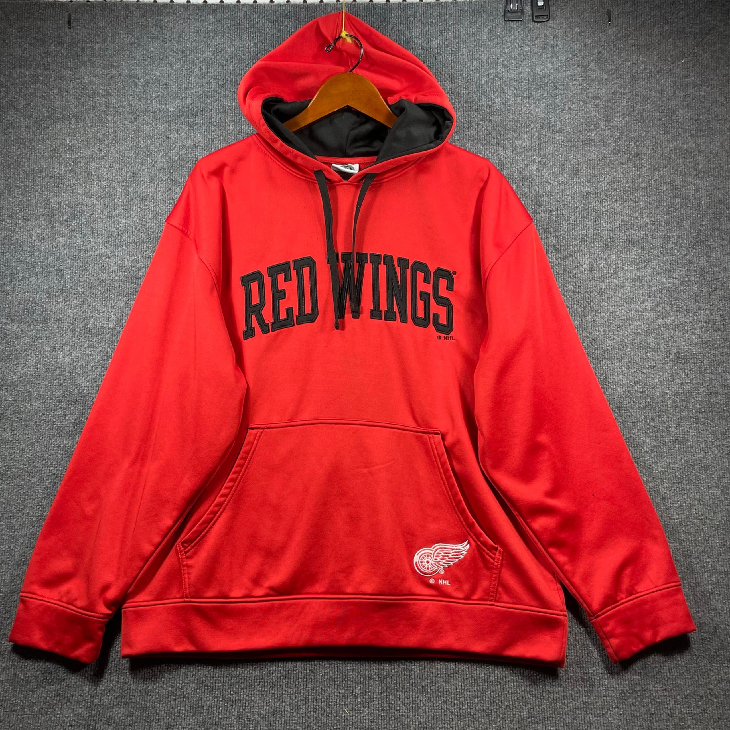 NHL Redwings Hoodie Men's XL Red/Black Embroidered Logo Drawstring Hockey