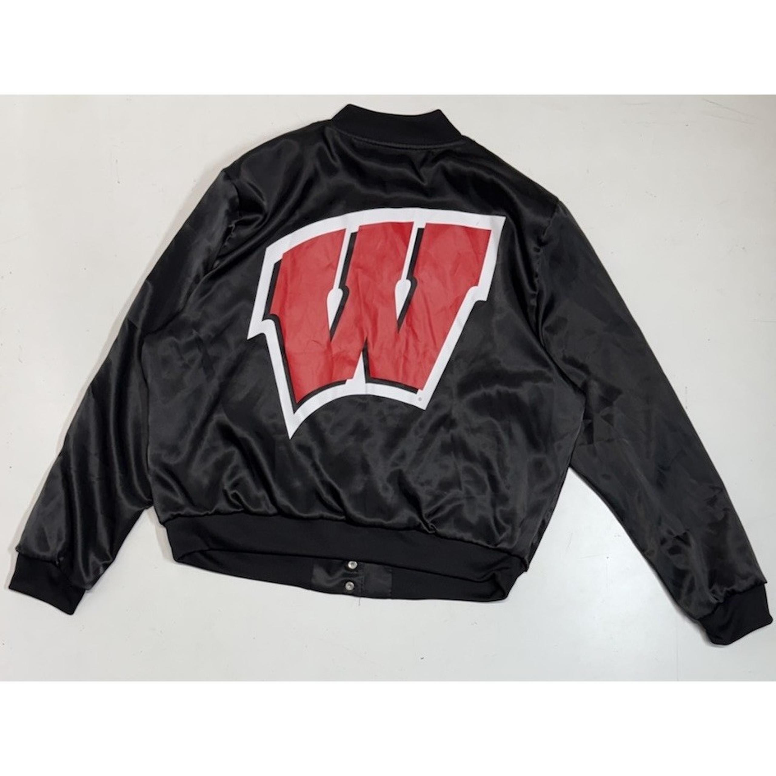 Victorias Secret Pink Collegiate Wisconsin Badgers Bomber Jacket Large Satin