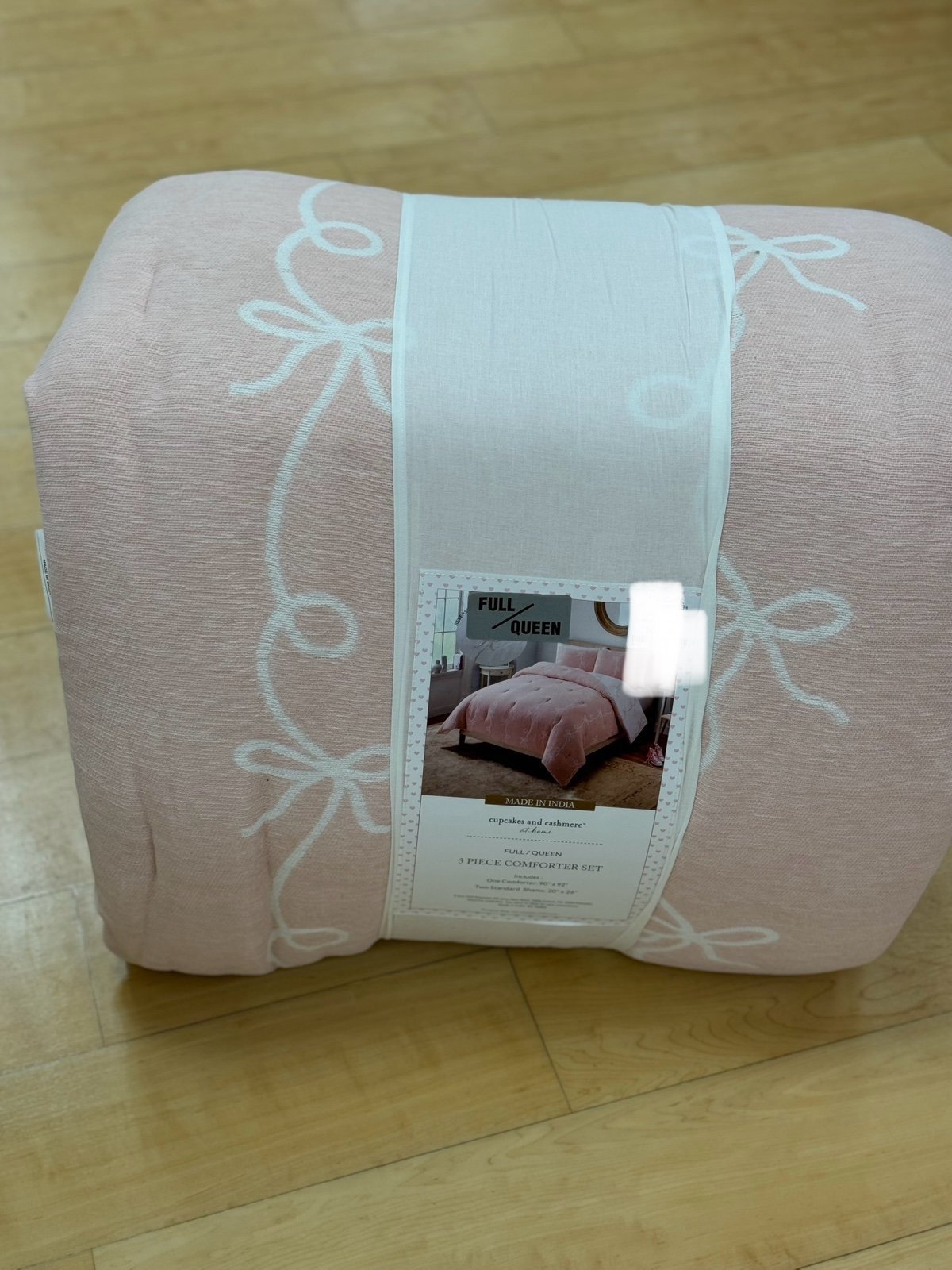 cupcake and cashmere queen pink bow 3 pcs comforter set