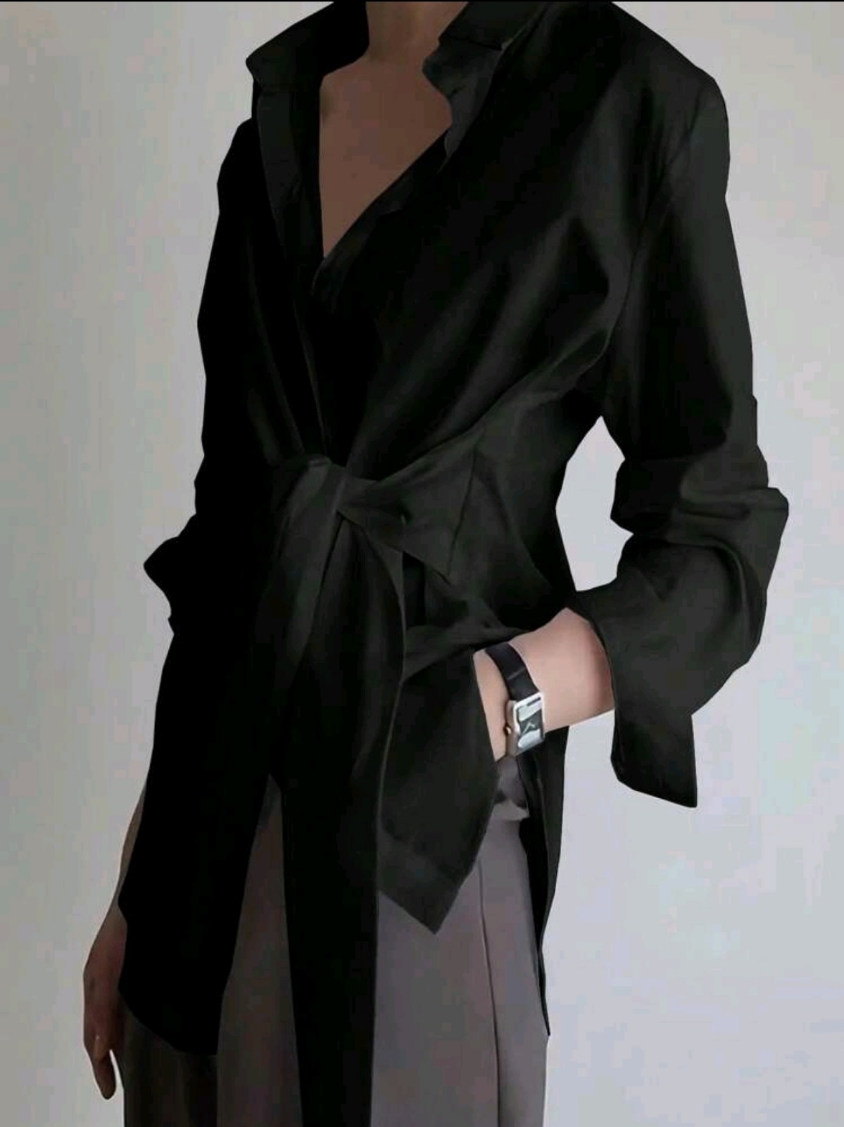 NWT Tie Front Long Sleeve Button-Up Shirt