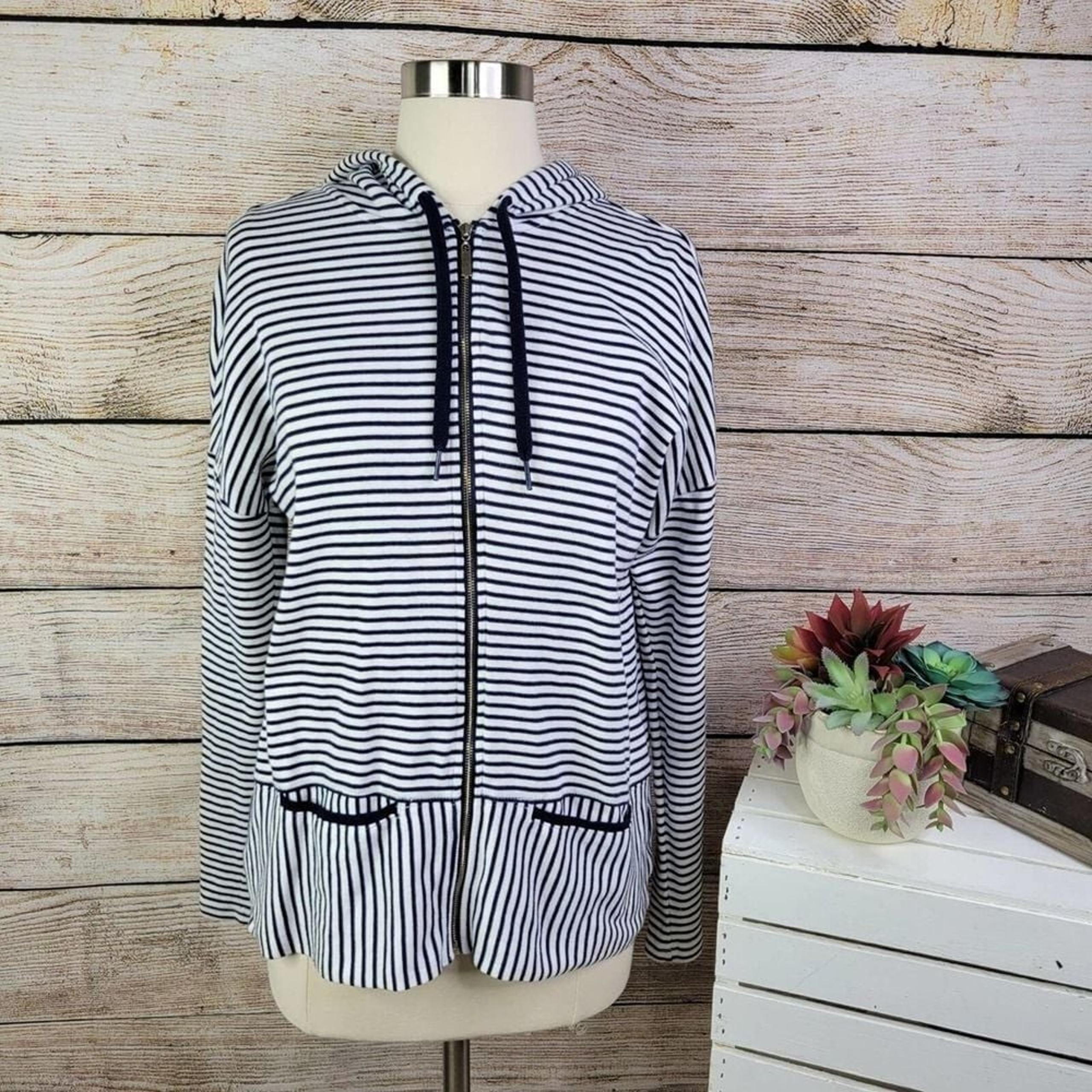 Vineyard Vines Full Zip Striped Blue White Hoodie Small