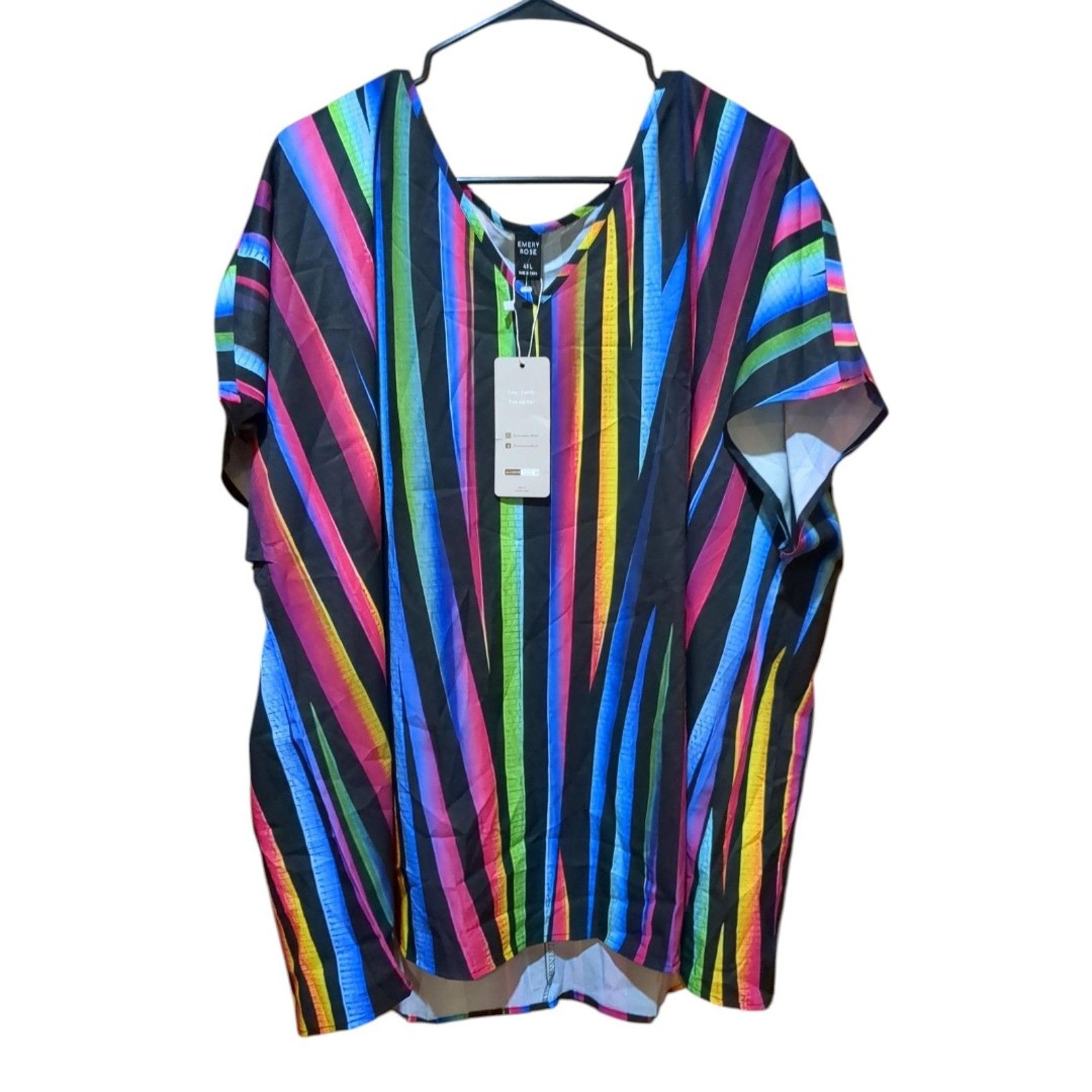 Emily Rose Womens Plus Size 4XL  Striped Lightweight Summer Shirt