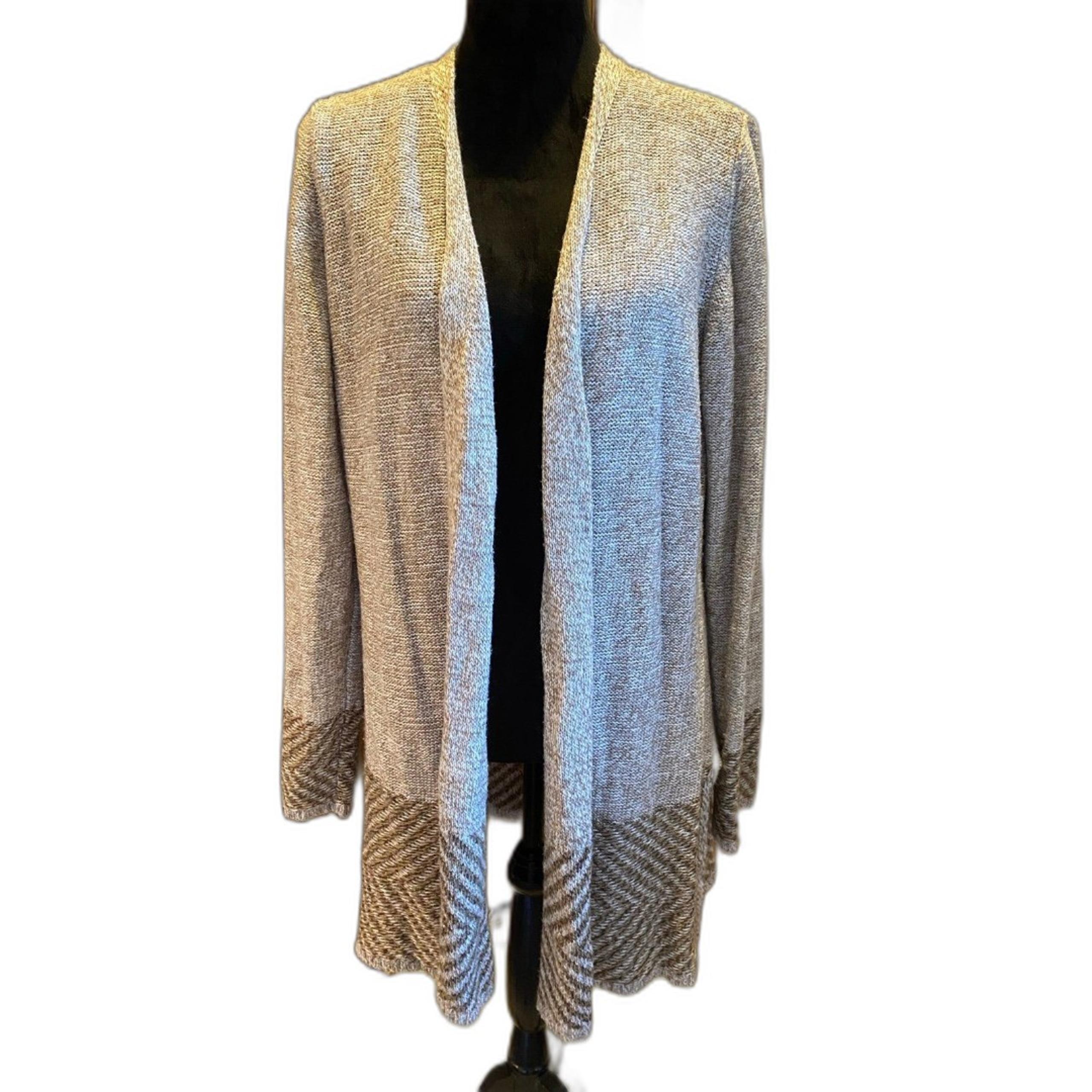 Carolyn Taylor Cream Brown Womens XL Open Front Stylish Cardigan  Sweater