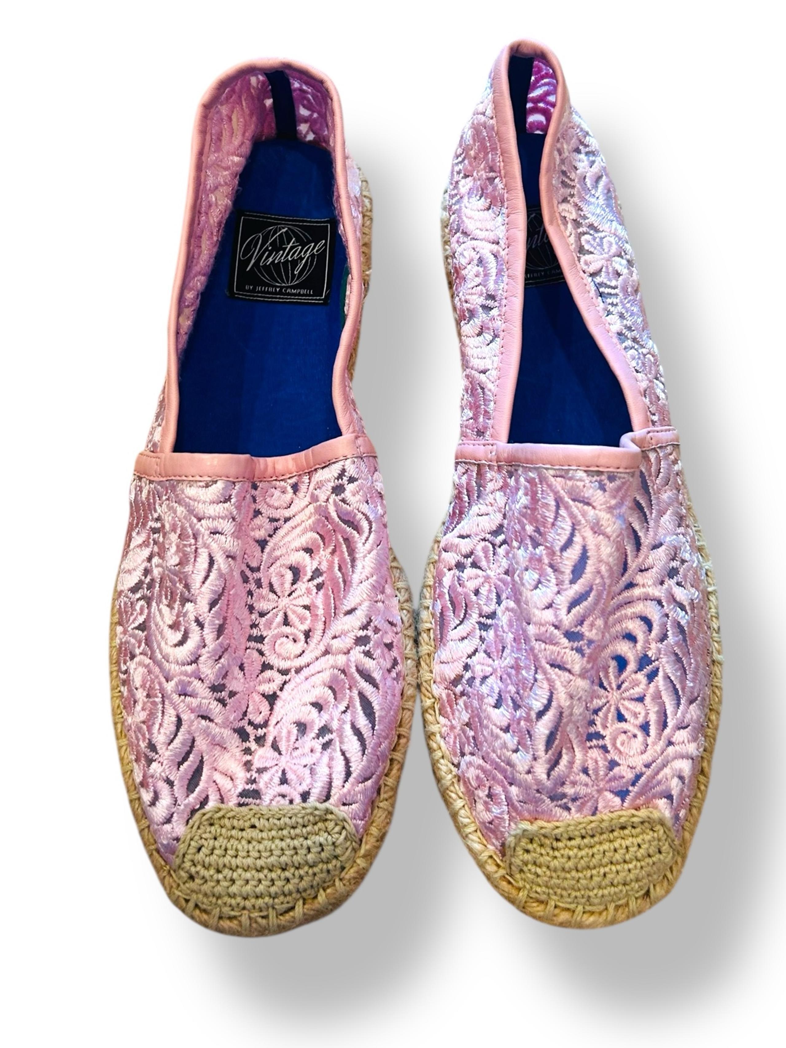 Vintage by Jeffrey Campbell Pink Lace Espadrille Flats Women’s Size 10 Slip-on
