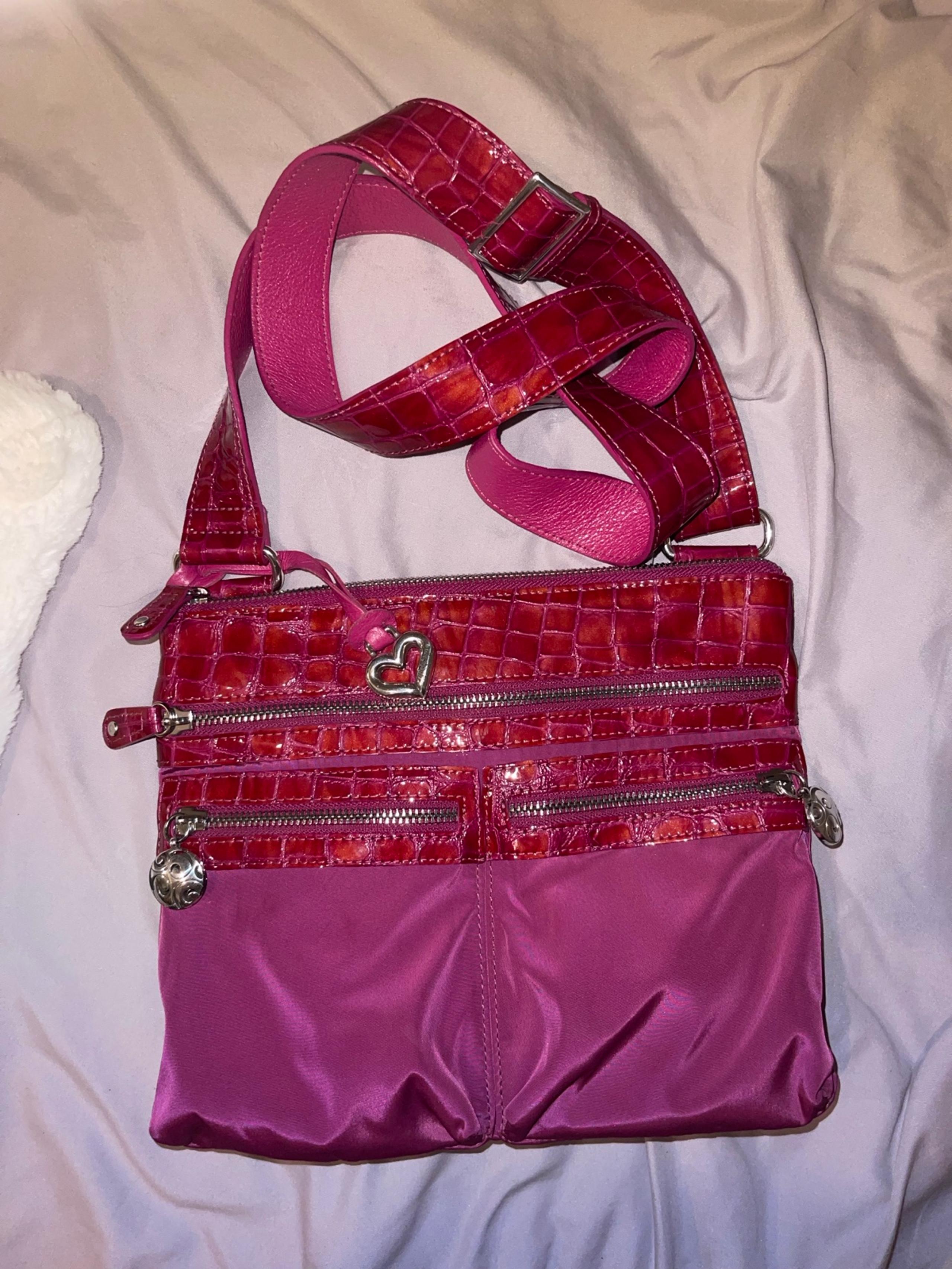 Brighton Pink Hearts Croc Print Crossbody