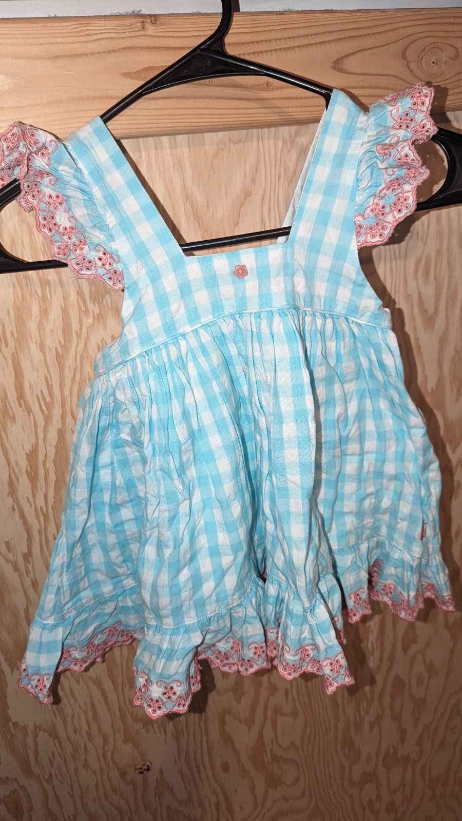 Well Dressed Wolf Aunt Heart aqua and pink Gingham dress and shorts 4t