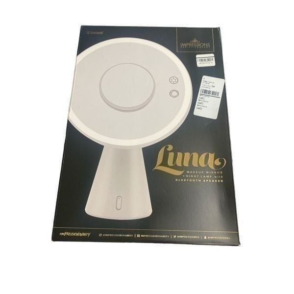 Impressions Luna Makeup Mirror and Night Lamp with Bluetooth Speakers in White